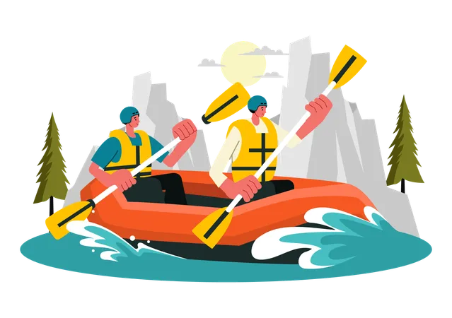 People going on River Adventure  Illustration