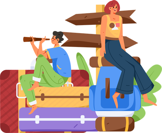 People going on vacation  Illustration