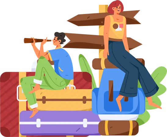 People going on vacation  Illustration