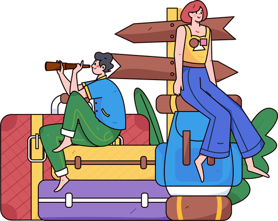 People going on vacation  Illustration