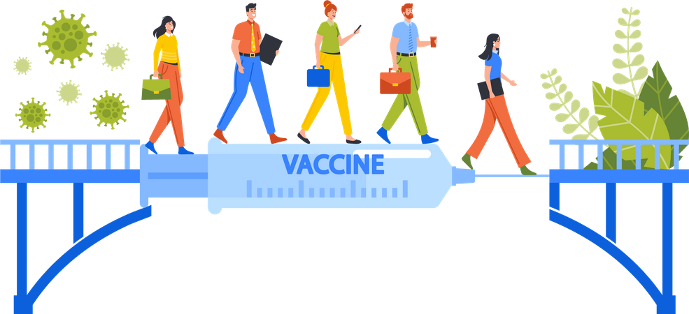 People Going To Work After Coronavirus Vaccine Illustration