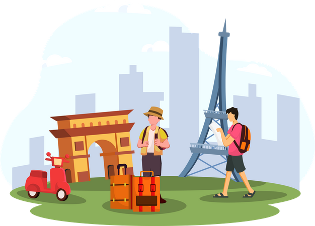 People going to World Travel  Illustration