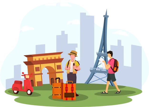 People going to World Travel  Illustration