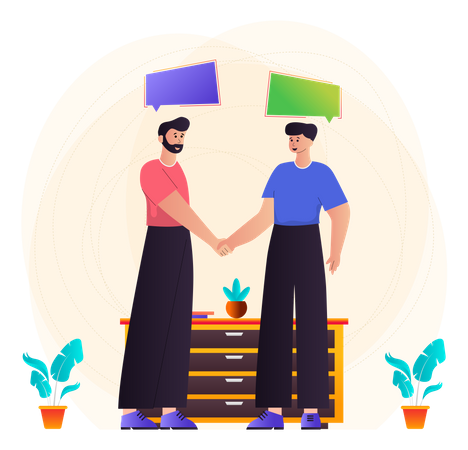 People Greeting Each Other  Illustration