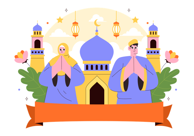 People greeting happy muharram  Illustration