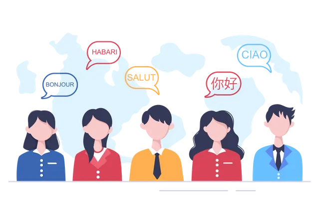 People greeting in their country languages  Illustration