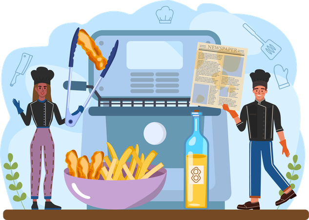 People grilling meat in party  Illustration