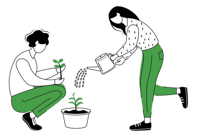 People growing plants Illustration