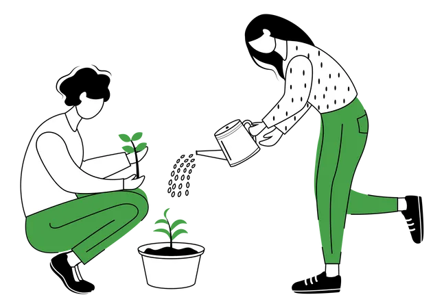 People growing plants  Illustration