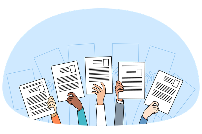 People hands holding CV apply for vacancy  Illustration
