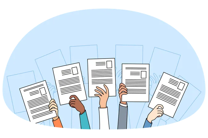 People hands holding CV apply for vacancy  Illustration