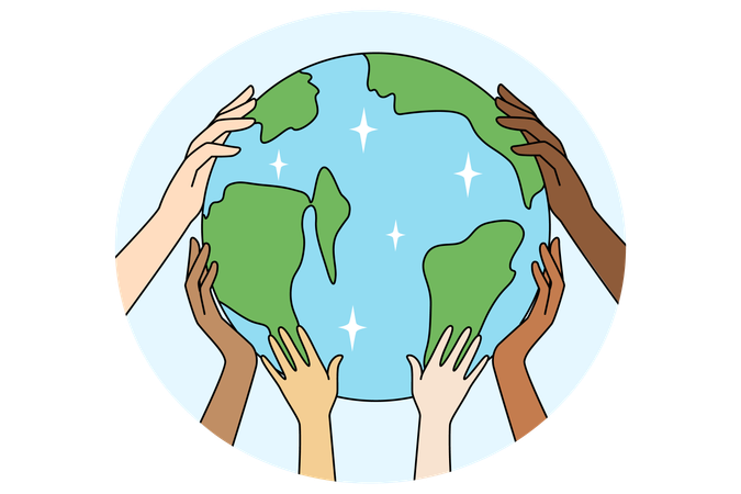 People hands holding planet Earth  Illustration
