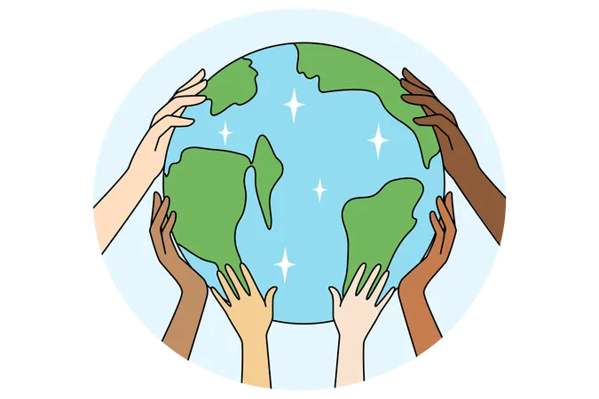 People hands holding planet Earth  Illustration