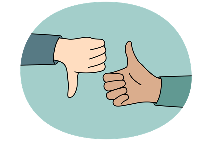 People hands showing thumb up and down  Illustration