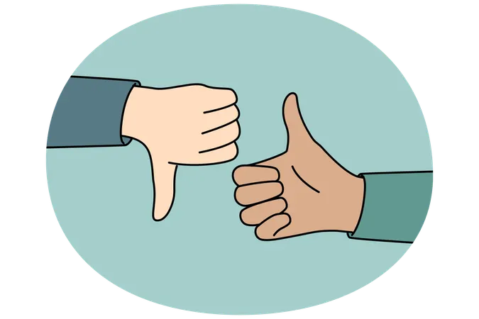 People hands showing thumb up and down  Illustration