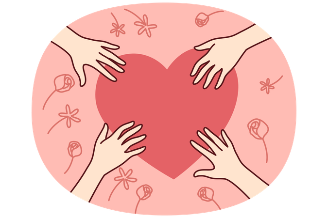 People hands touch heart sign  Illustration