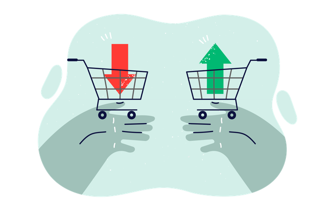 People hands with shopping baskets  Illustration