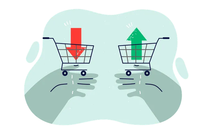 People hands with shopping baskets  Illustration