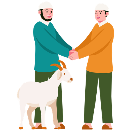 People Handshake With Goat  Illustration