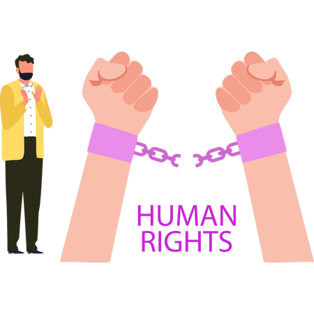People have broken the shackles of human rights  Illustration