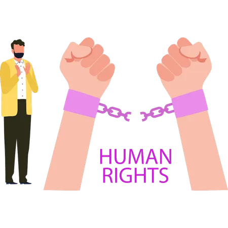 People have broken the shackles of human rights  Illustration