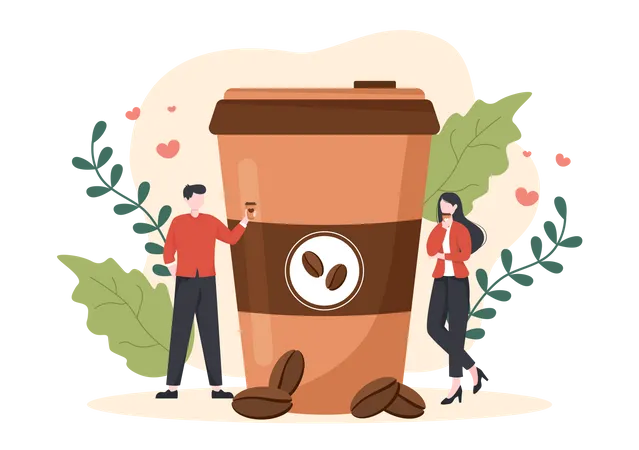 People have coffee in disposable cup  Illustration