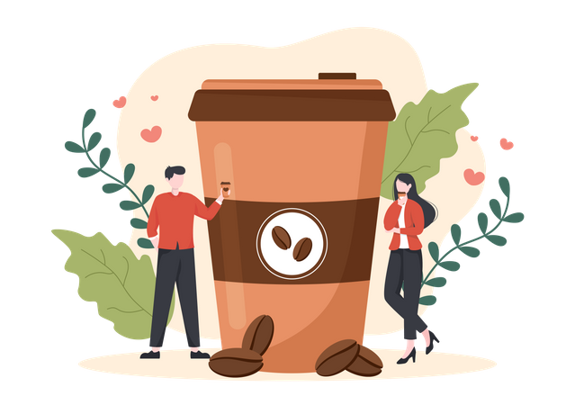 People have coffee in disposable cup  イラスト