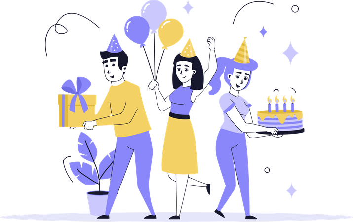 People having birthday party  Illustration
