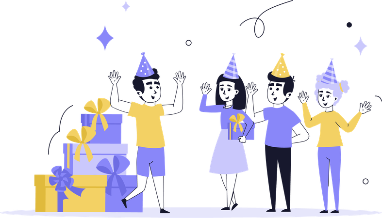 People having birthday party  Illustration