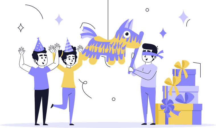People having birthday party  Illustration