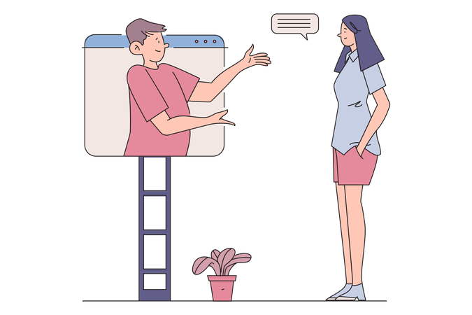 People having conversation on video call  Illustration