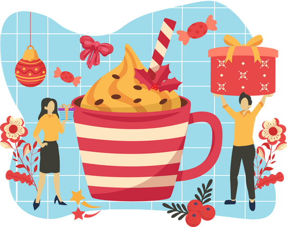 People having cupcake  Illustration