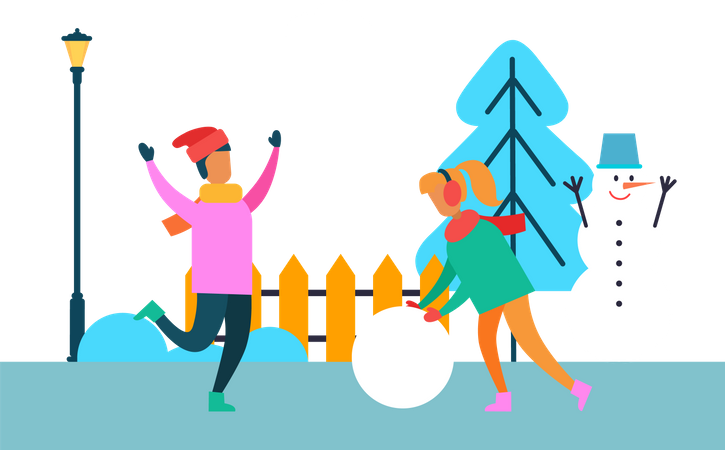 People Having Fun on christmas  Illustration