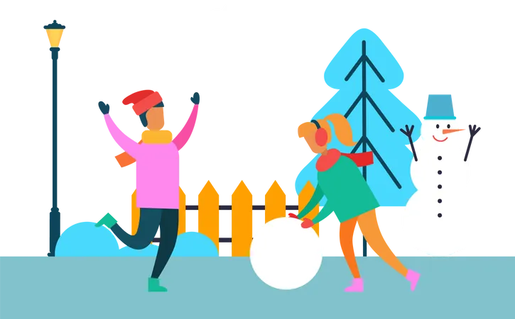 People Having Fun on christmas  Illustration