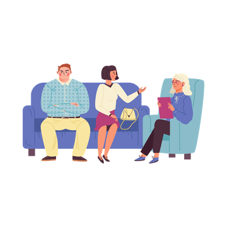 People having Psychologist couple therapy session  Illustration