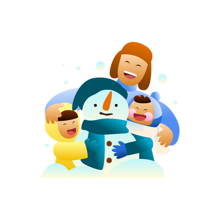 People having winter fun  Illustration