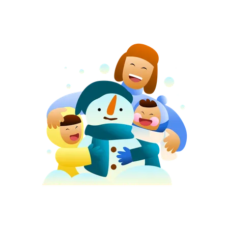 People having winter fun  Illustration