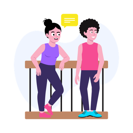 People Helping Friend Walk  Illustration