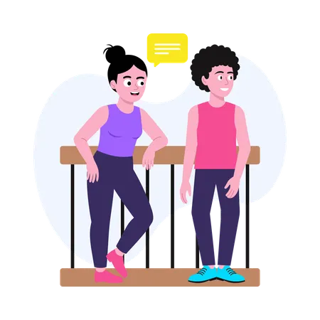 People Helping Friend Walk  Illustration