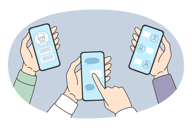People hold cellphone communicate online on messenger  Illustration