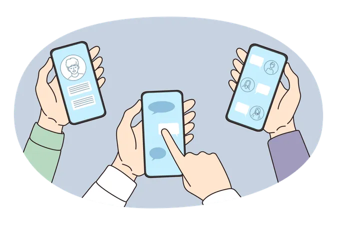 People hold cellphone communicate online on messenger  Illustration