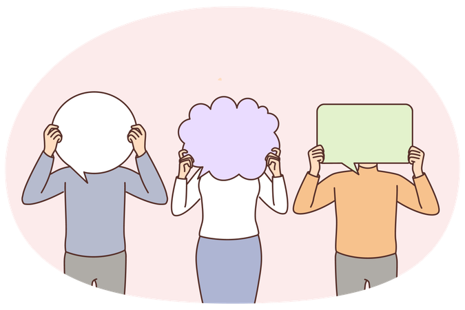 People hold speech bubbles  Illustration