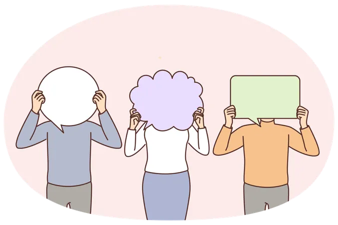 People hold speech bubbles  Illustration