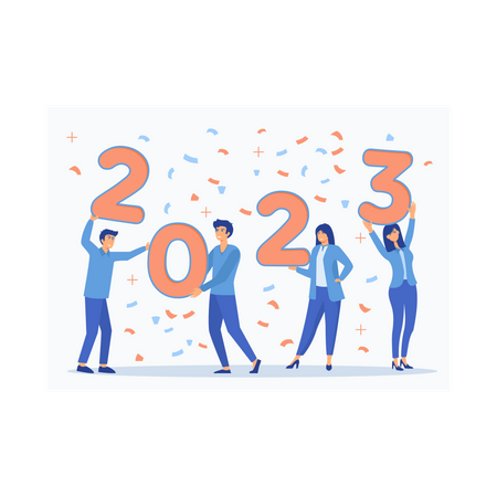 People holding 2023 New Year  Illustration