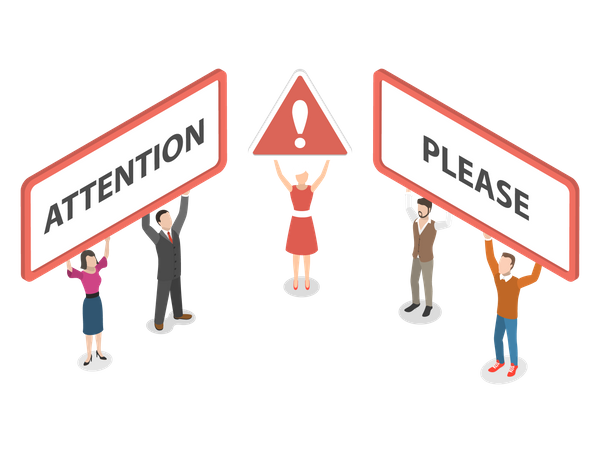 People holding Attention please board Illustration