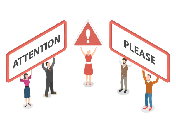 People holding Attention please board Illustration