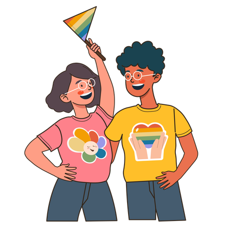 People holding flag of lgbt  Illustration