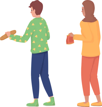 People holding food  Illustration