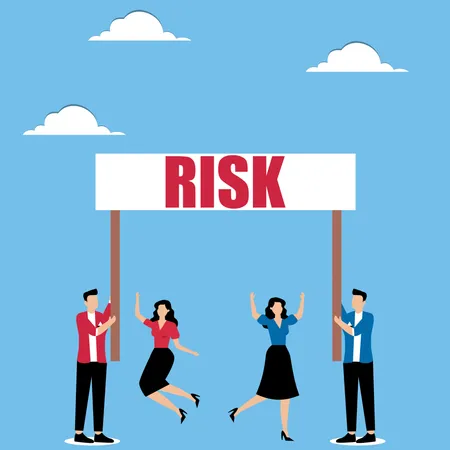 People holding letters risk in your hands  Illustration