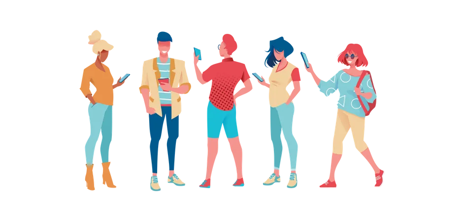 People holding mobile in hand Illustration